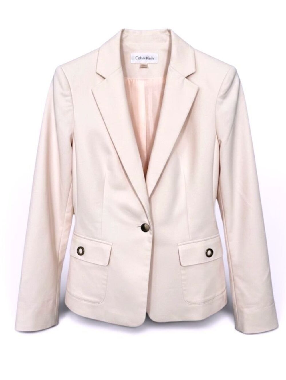 CALVIN KLEIN  Womens (12) Blossom Pink Cotton Blend Stretch Career/Party Blazer